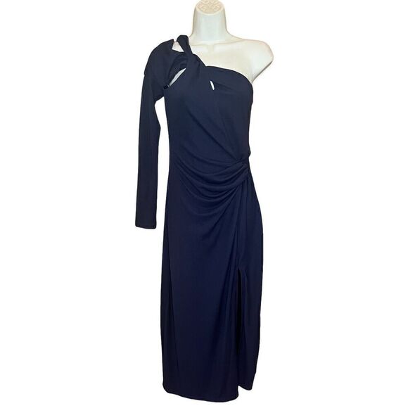Nicholas One Shoulder Long Sleeve Dress in Navy NWT Size 4 - Picture 1 of 6